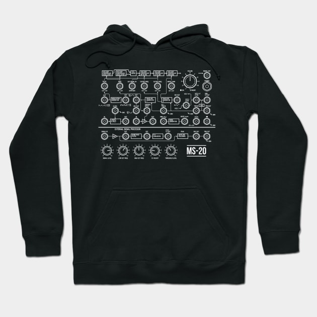 MS-20 Monochrome Hoodie by Synthshirt